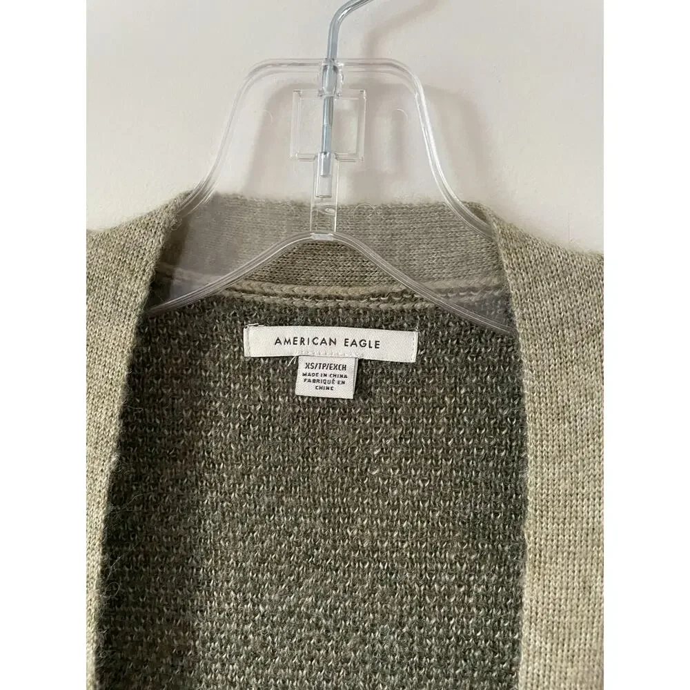 American Eagle Camouflage Oversized Long Open Front Cardigan Army Green Size XS